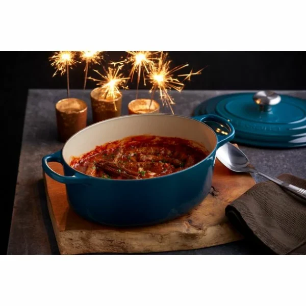 meilleur cadeau Cocotte En Fonte Ovale 31 Cm Deep Teal Le Creuset Signature 6