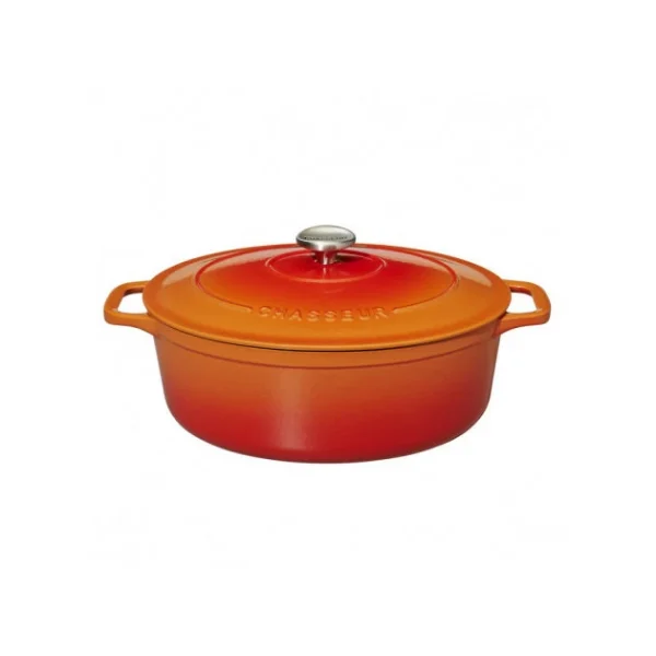 Cocotte En Fonte Ovale 31 Cm Orange Flammé Chasseur en promotion 3