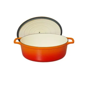Cocotte En Fonte Ovale 31 Cm Orange Flammé Chasseur en promotion 11
