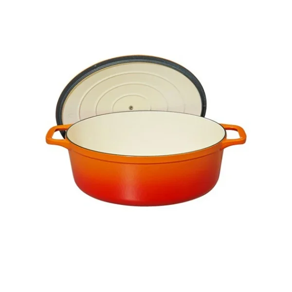 Cocotte En Fonte Ovale 31 Cm Orange Flammé Chasseur en promotion 4