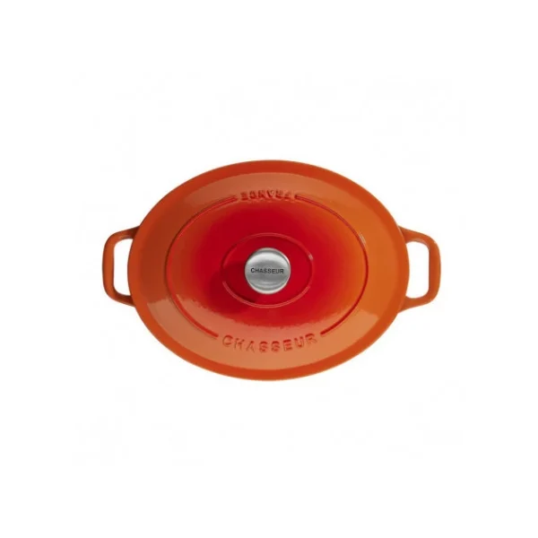 Cocotte En Fonte Ovale 31 Cm Orange Flammé Chasseur en promotion 1