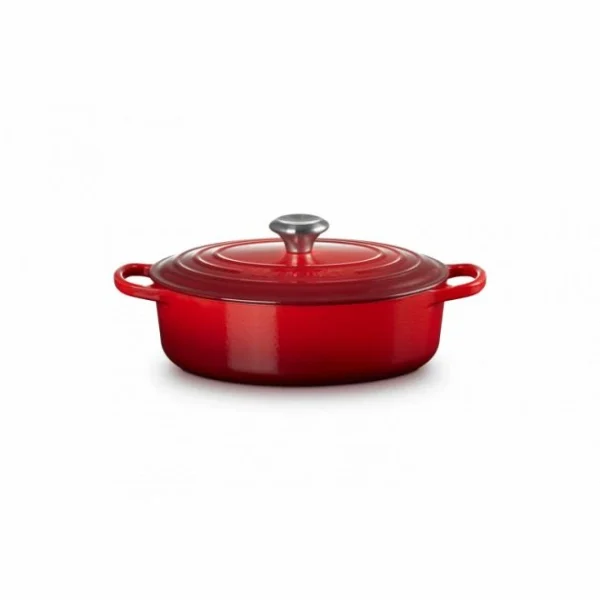 Prestation Et Rapide Cocotte En Fonte Ovale Basse 27 Cm Cerise Le Creuset Signature 3