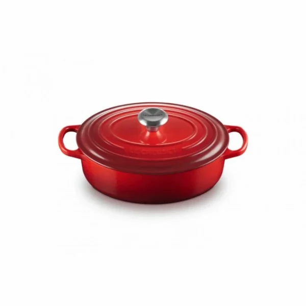 Prestation Et Rapide Cocotte En Fonte Ovale Basse 27 Cm Cerise Le Creuset Signature 1