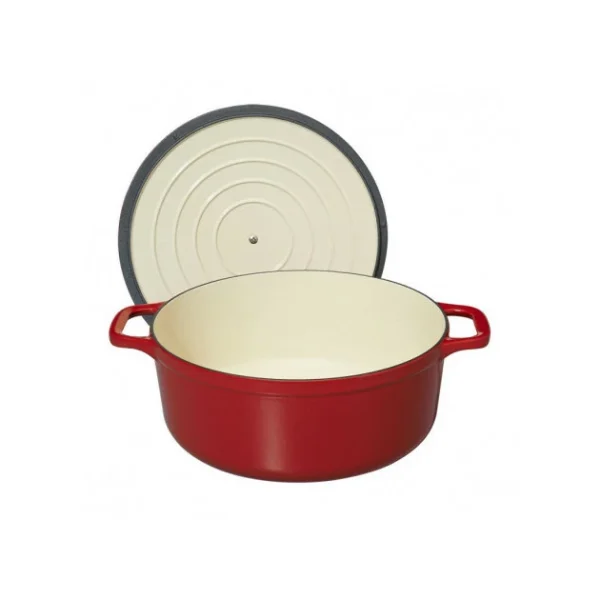 Cocotte En Fonte Ronde 28 Cm Rouge Chasseur haute qualité 4
