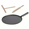 Crêpière 30 Cm Fonte Noire Staub, Manche Fonte soldes pas cher 10
