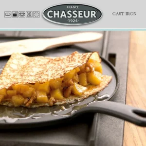 marque pas cher Crêpière Fonte Émaillée 30 Cm Noir Avec Accessoires Chasseur 6
