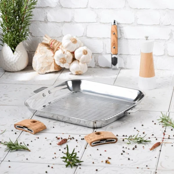 grande marque pas cher Grill Carré Casteline 30 Cm Poignée Amovible Inox Cristel 4