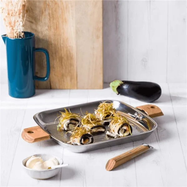 grande marque pas cher Grill Carré Casteline 30 Cm Poignée Amovible Inox Cristel 5