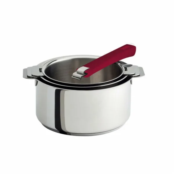 Lot De 3 Casseroles Inox Avec Poignée Framboise Mutine Amovible Cristel grande qualité 1