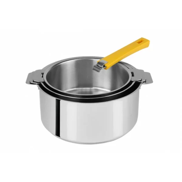 Lot De 3 Casseroles Inox Avec Poignée Jaune Mutine Amovible Cristel offre spéciale 1