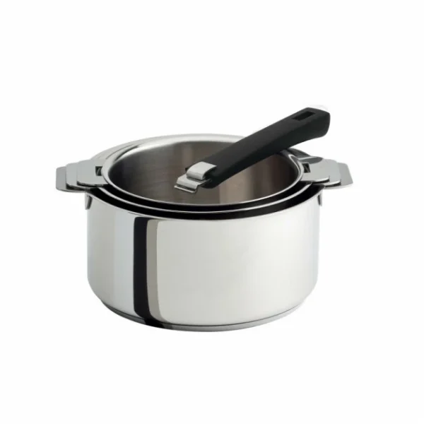 Lot De 3 Casseroles Inox Avec Poignée Noire Mutine Amovible Cristel mode 1