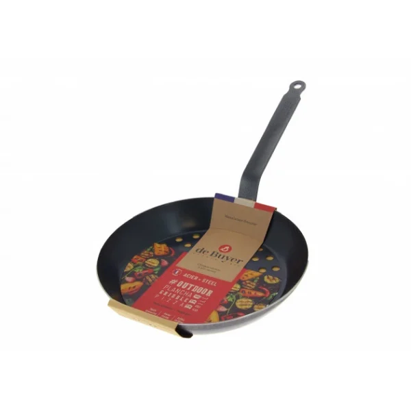 boutique en ligne france Poêle à Légumes Perforée Tôle Bleue Ø 28 Cm Outdoor De Buyer 4