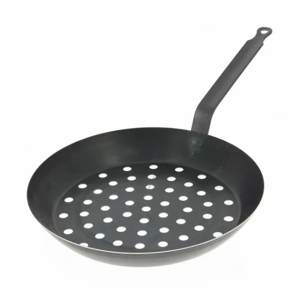 boutique en ligne france Poêle à Légumes Perforée Tôle Bleue Ø 28 Cm Outdoor De Buyer 1