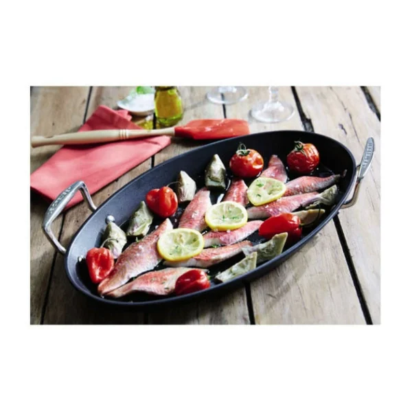 Poêle à Poisson Ovale 25,5×40 Cm Anti-Adhérente Les Forgées Le Creuset mode pas cher 3