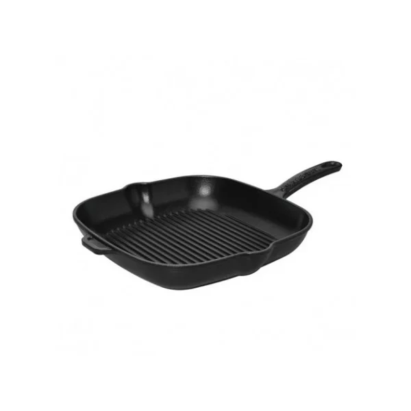 solde en ligne Poêle-gril En Fonte Carré 20 Cm Noir Mat Chasseur 1