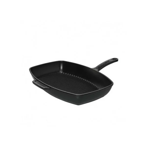 Dernières Nouveautés Poêle-gril En Fonte Rectangulaire 28 X 24 Cm Noir Mat Chasseur 1