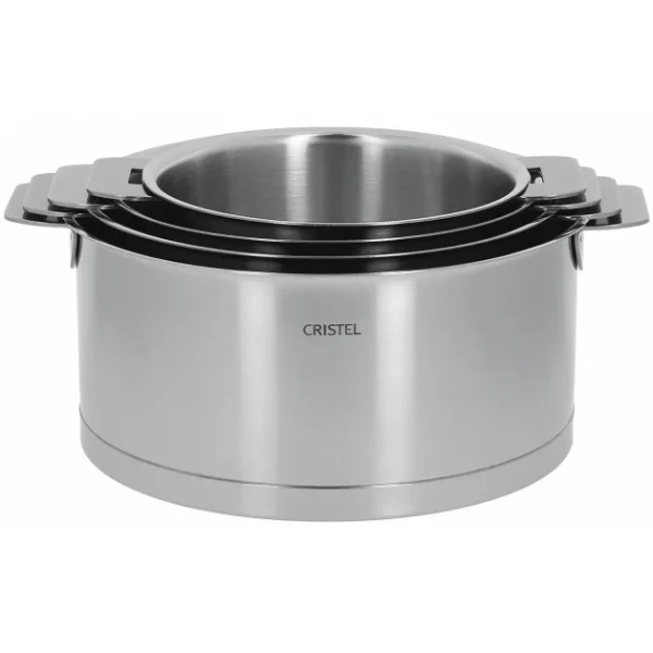 magasin en ligne france Série De 4 Casseroles + Poignée Strate Amovible Inox Cristel 1