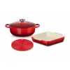 Set Cocotte 24 Cm, Plat à Gratin 23 Cm Et Dessous De Plat Cerise Le Creuset magasin pour 20