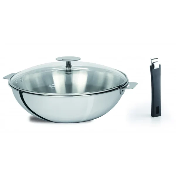 grossiste Set Wok Casteline 28 Cm Inox Poignée Amovible Et Couvercle Cristel 1