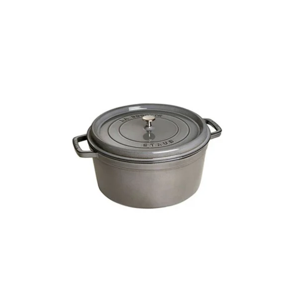 outlet soldes STAUB Cocotte Fonte Ronde 24 Cm Gris Graphite 3,8 L 1