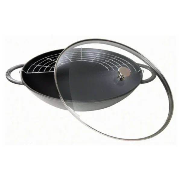 Wok En Fonte 30 Cm Gris Staub aux meilleurs prix 1